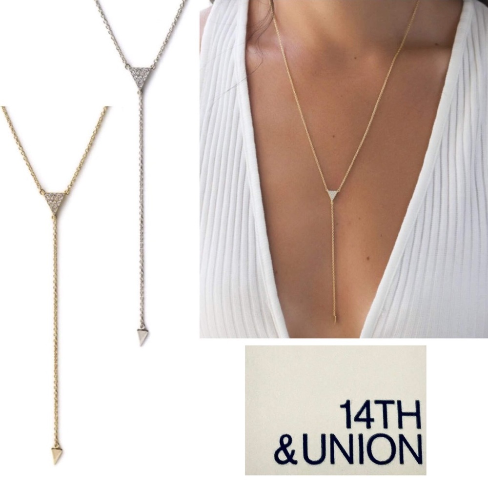 14th & Union Paved Tiny Triangle Lariat Necklace